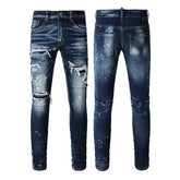 High Street Ripped Print Jeans For Men - Swefashionstore