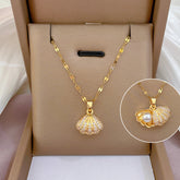 Shell Pearl Necklace With Rhinestones Female Zircon - Swefashionstore