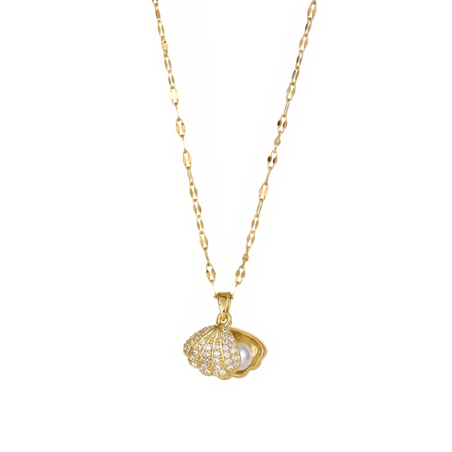Shell Perle Halskette Mit Strass Weibliche Zirkon