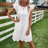 SUMMER FASHION Lace Solid Color Loose Dress - Swefashionstore