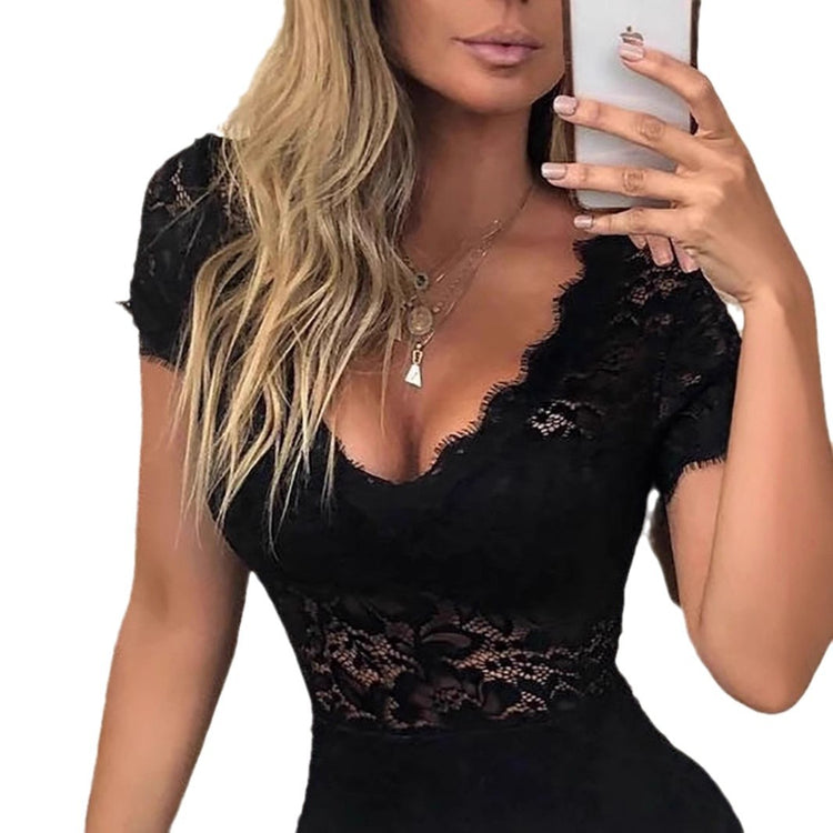 SUMMER New V-neck Slim Lace Women&