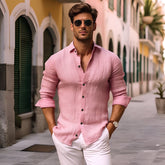 FASHION FOR MEN Medieval Retro Cotton And Linen Lapel Shirt - Swefashionstore