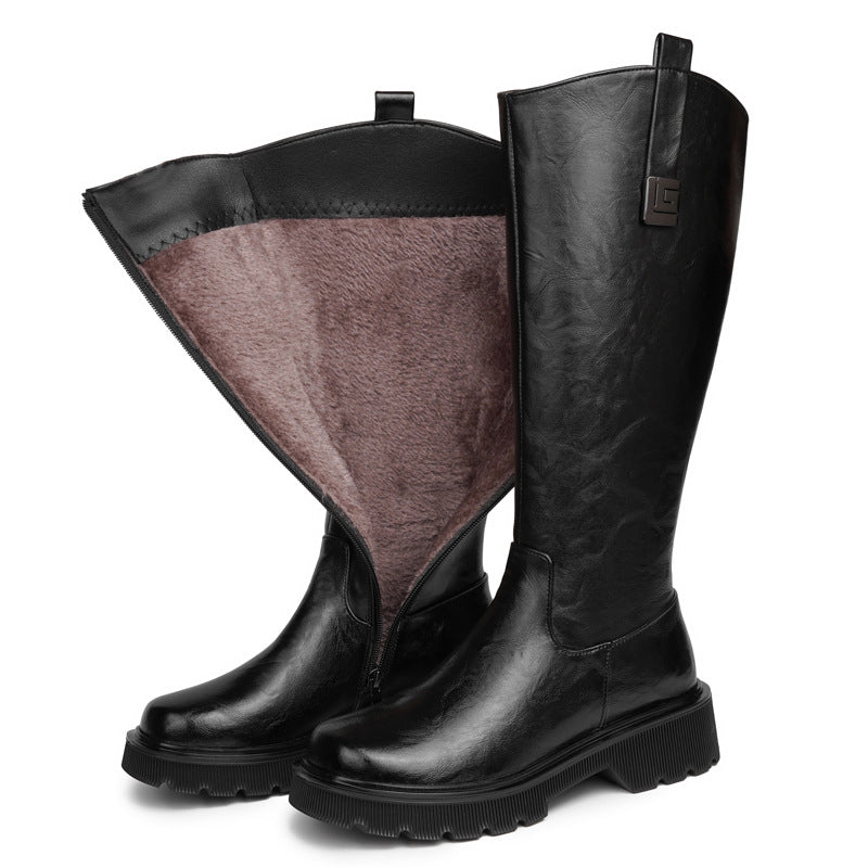 Women's High Tube Long Boots Fleece-lined Thickened