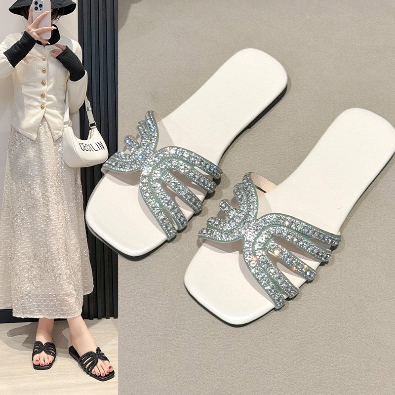 Solid Color Lightweight Rhinestone Ornament Ladies&