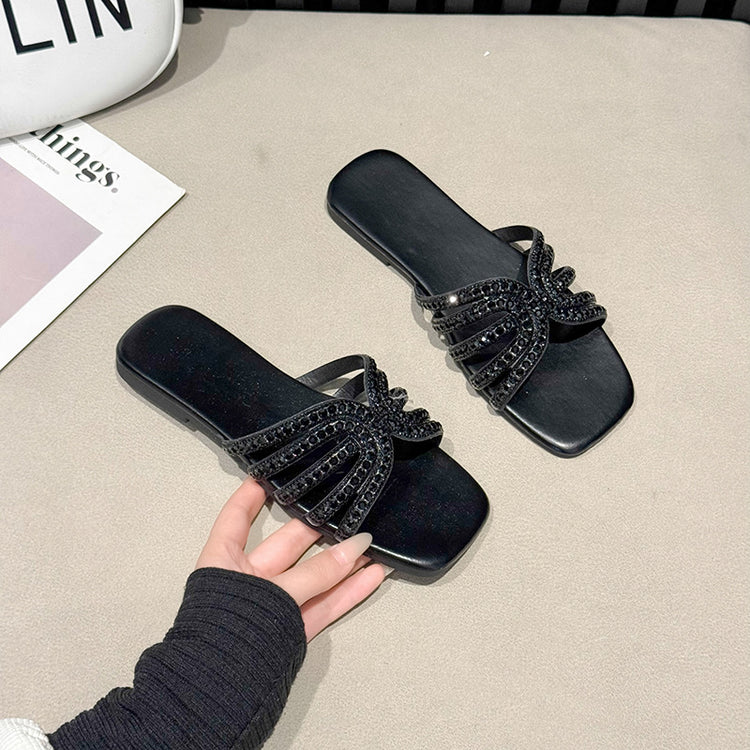 Solid Color Lightweight Rhinestone Ornament Ladies&