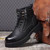 High-top Thermal Height Increasing Leather Boots - Swefashionstore