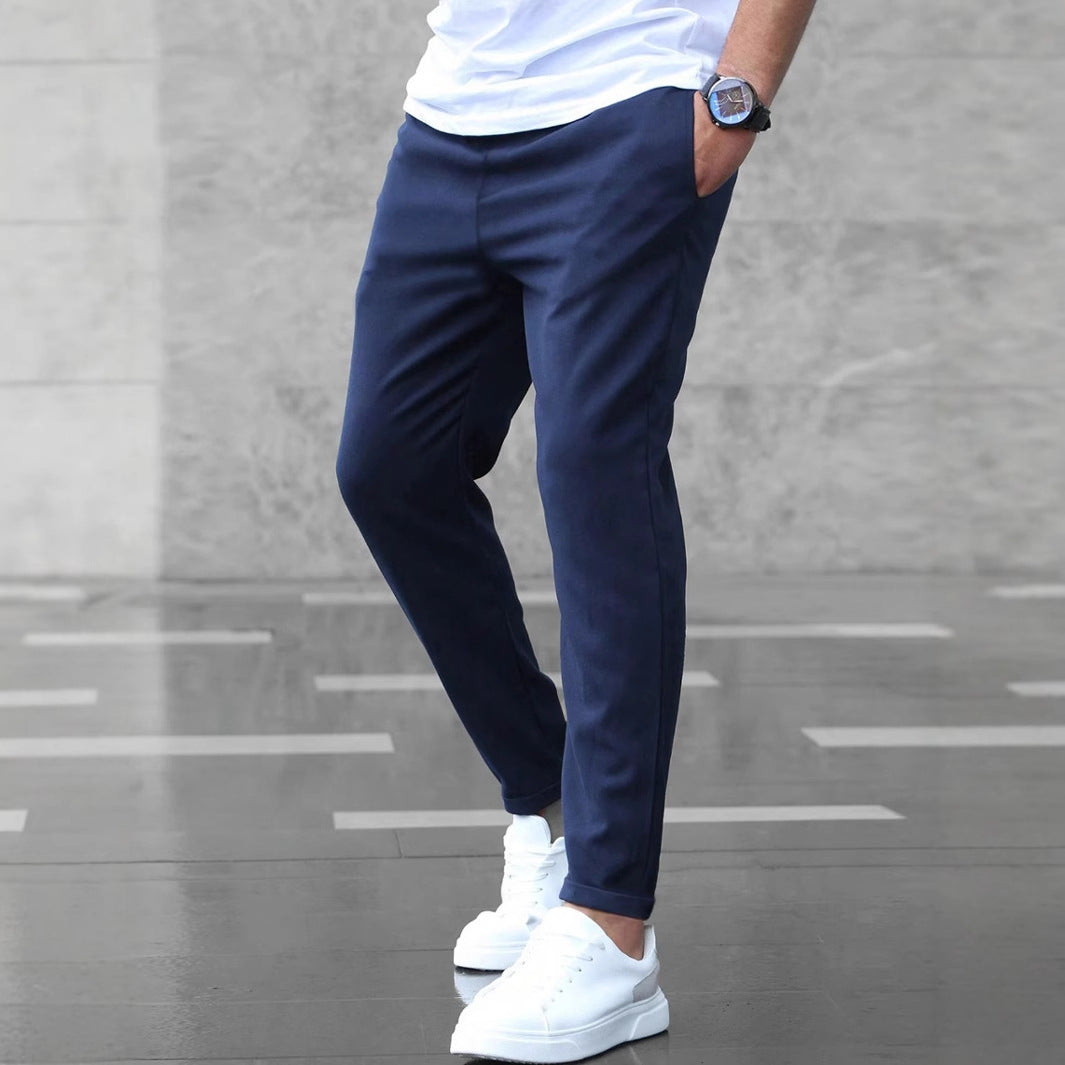 Herren Freizeithose mit Taschen Modische Slim-Fit-Hose mit Kordelzug