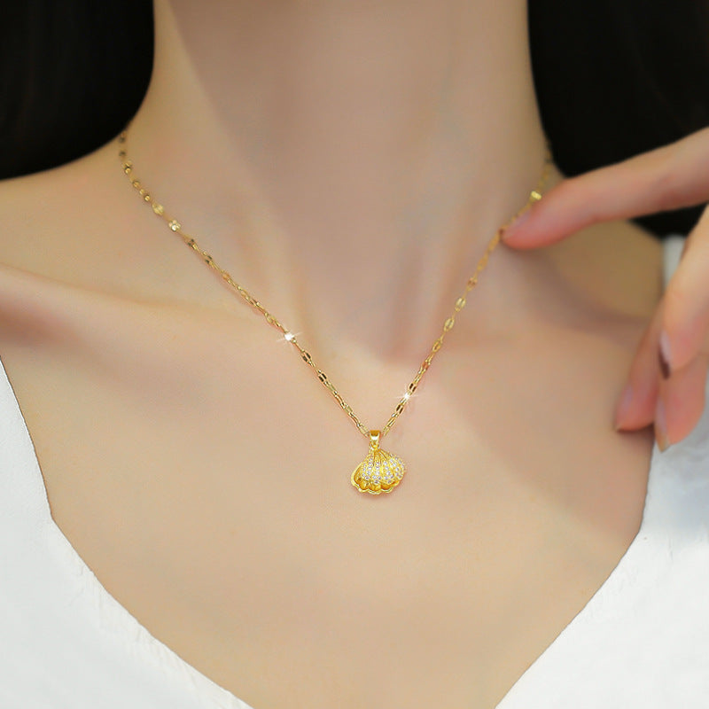 Shell Perle Halskette Mit Strass Weibliche Zirkon