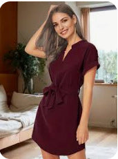 V-neck Short Sleeve Dress For Women - Swefashionstore