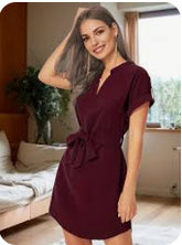 V-neck Short Sleeve Dress For Women - Swefashionstore
