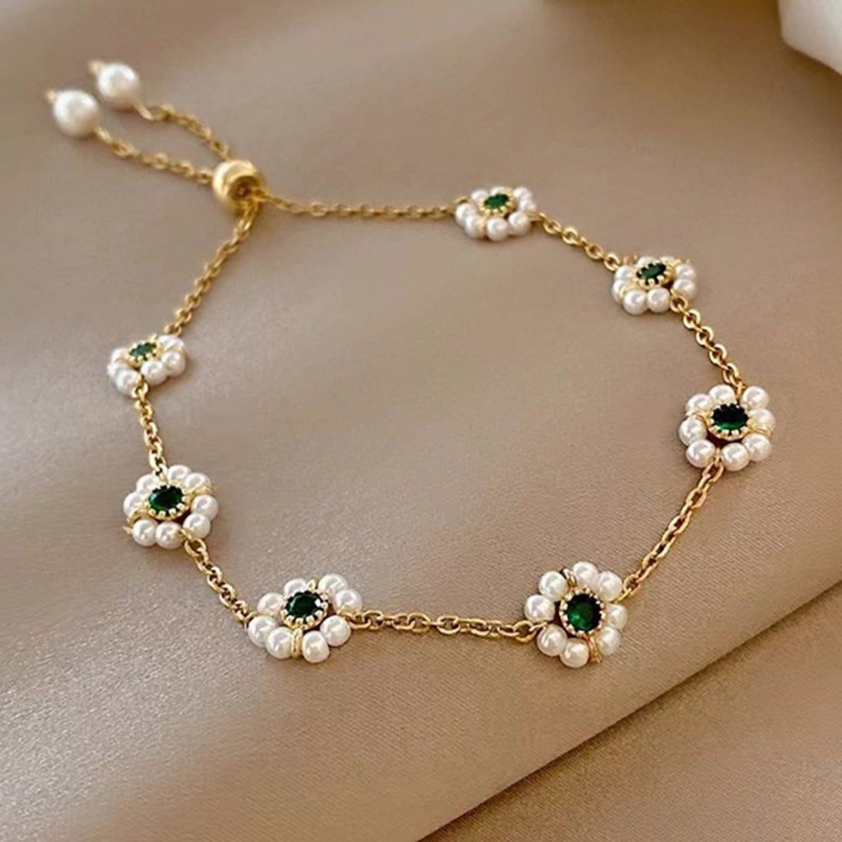 Pearl Flowers Bracelet All-match Fashion Adjustable Chain Bracelet - Swefashionstore