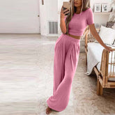Solid CASUAL Home Two-piece SUIT For Women - Swefashionstore