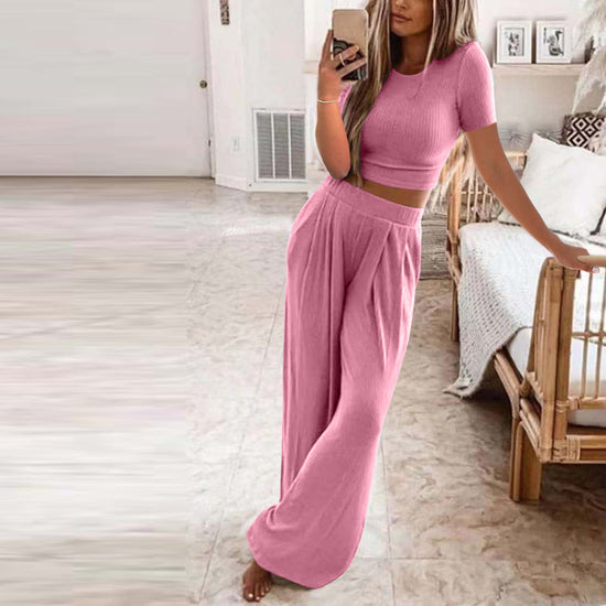 Solid CASUAL Home Two-piece SUIT For Women - Swefashionstore