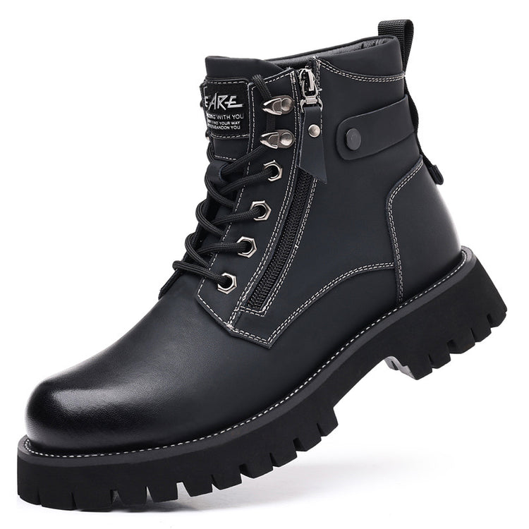 High-top Thermal Height Increasing Leather Boots - Swefashionstore