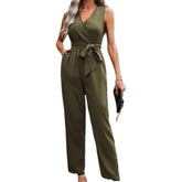Elegant Lace-Up Jumpsuit with Sleeveless Design and Waistline Detail for Effortless Style - Swefashionstore