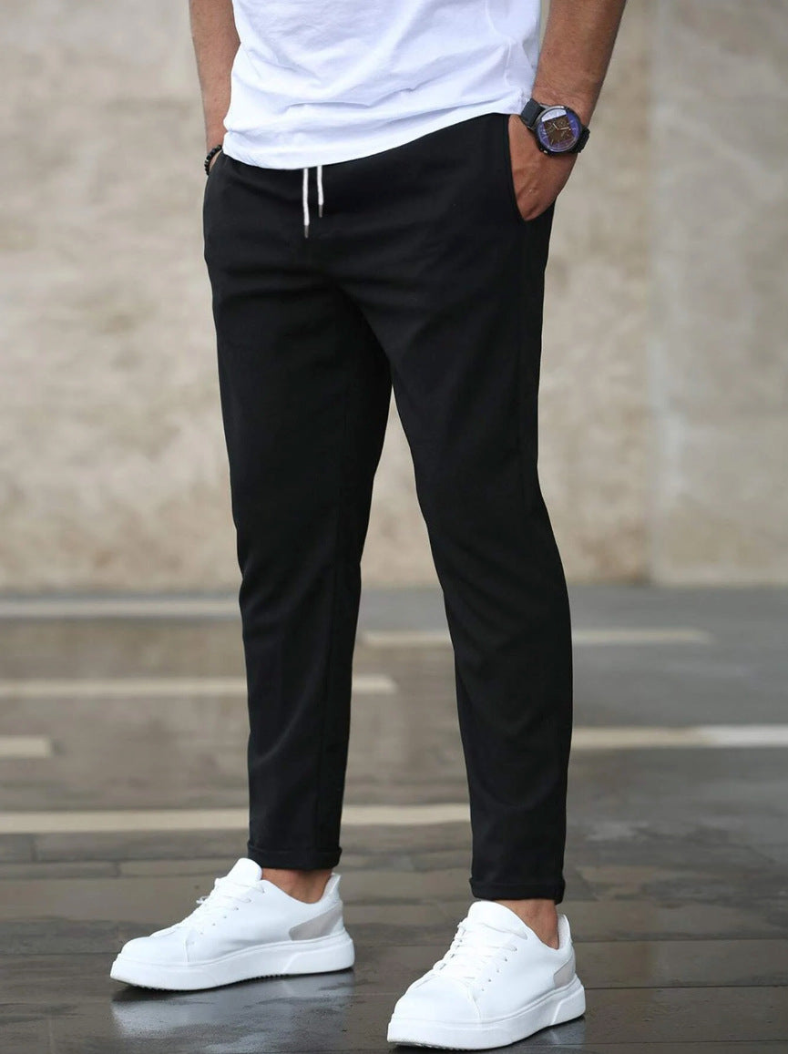 Herren Freizeithose mit Taschen Modische Slim-Fit-Hose mit Kordelzug
