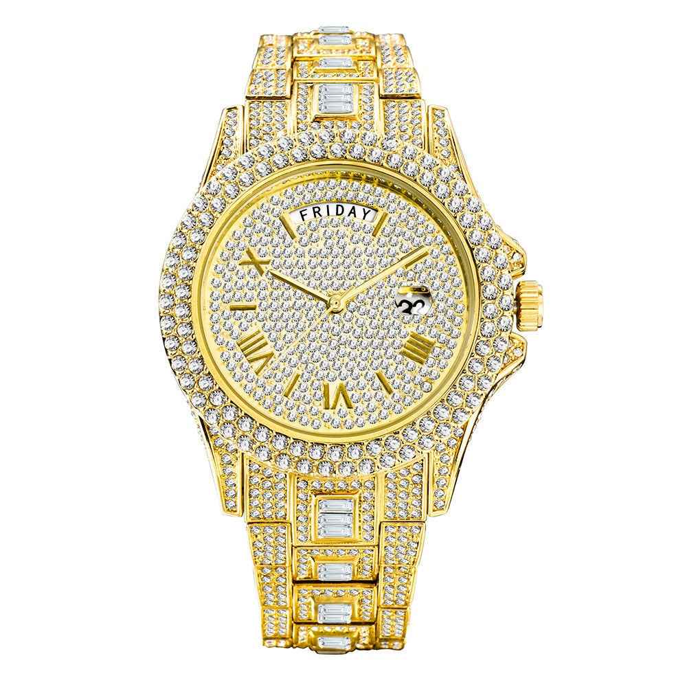 Full Diamond Quartz Watch - Luxury Timepiece with Sparkling Elegance - Swefashionstore