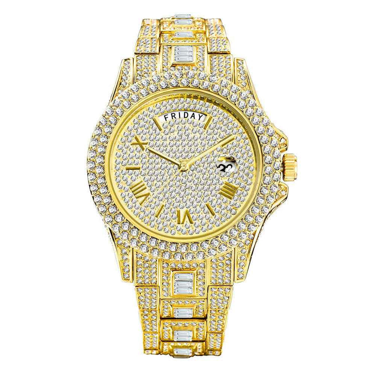 Full Diamond Quartz Watch - Luxury Timepiece with Sparkling Elegance - Swefashionstore