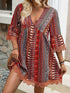 Bohemian Style V-neck Printed Casual Loose Dress - Swefashionstore