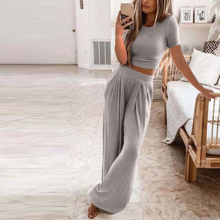 Solid CASUAL Home Two-piece SUIT For Women - Swefashionstore
