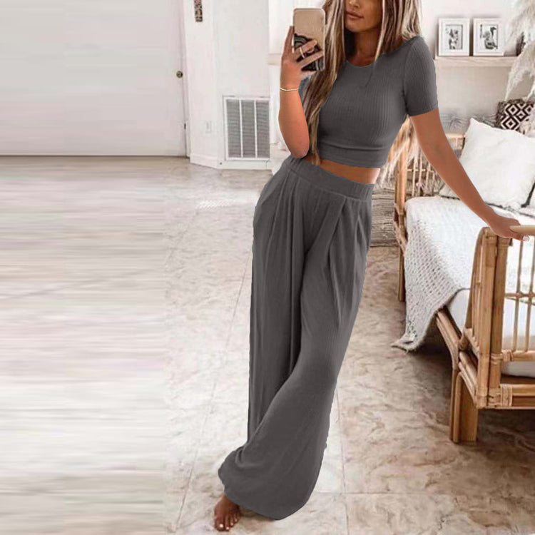 Solid CASUAL Home Two-piece SUIT For Women - Swefashionstore