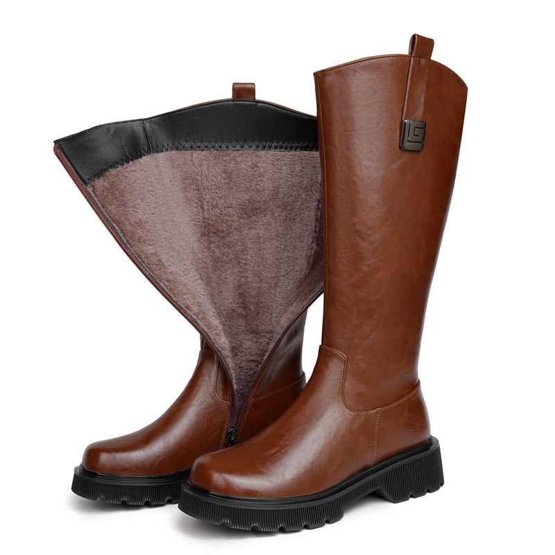 Women's High Tube Long Boots Fleece-lined Thickened