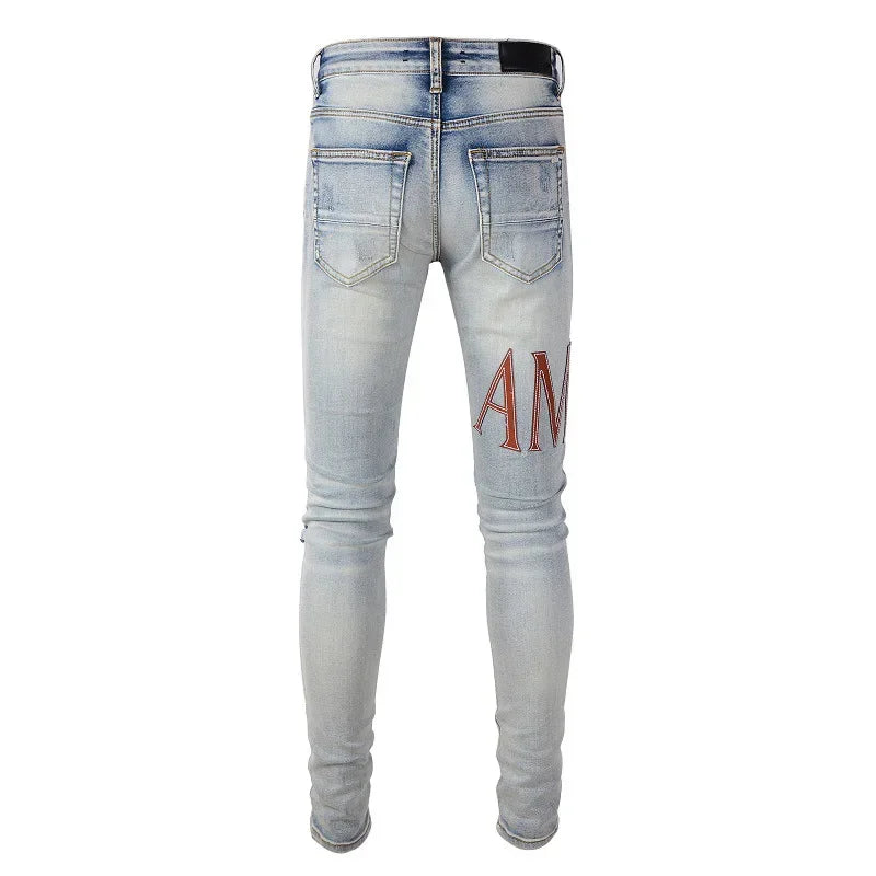 Trendyamiri European STYLE Jeans EINZIGARTIGES Design Slim Fit