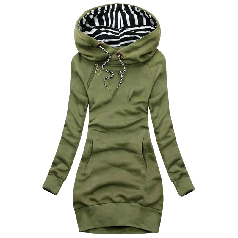 Zakhaev Damen Slim Sweater Langarm-Hoodie-Kleid