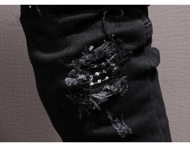 Streetwear Fashion Männer Jeans Zerrissene Stretch Elastische