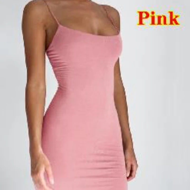 LIVA GIRL SUMMER Spaghetti Solid Strap MINI DRESS