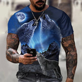 3D Print Wolf T-shirt For Men Summer Oversized Short Sleeve Tops Pullover 2023 Fashion Streetwear Men&
