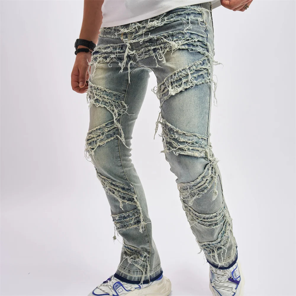 BESTSELLER Stilvolle, lockere Jeans mit zerrissenen Patches aus Denim