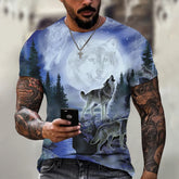 3D Print Wolf T-shirt For Men Summer Oversized Short Sleeve Tops Pullover 2023 Fashion Streetwear Men&
