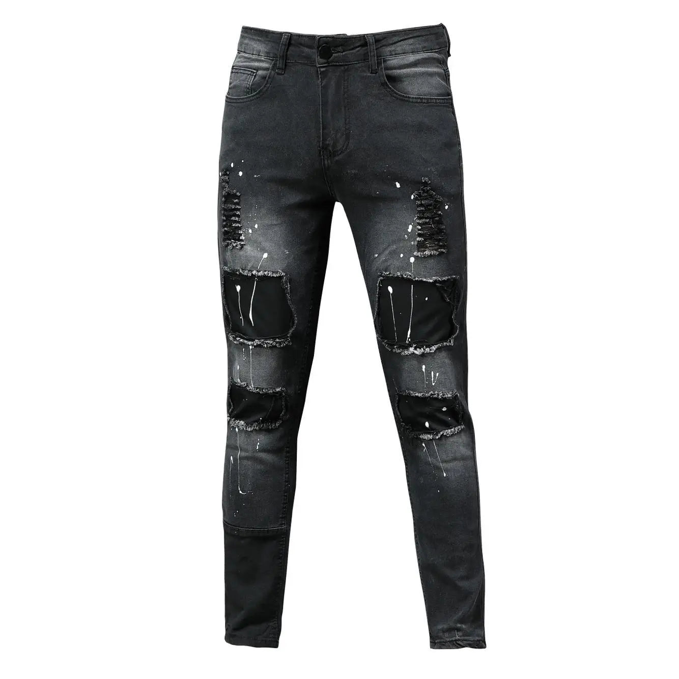 NEW Men Stretchy Ripped Skinny Elastic Jeans