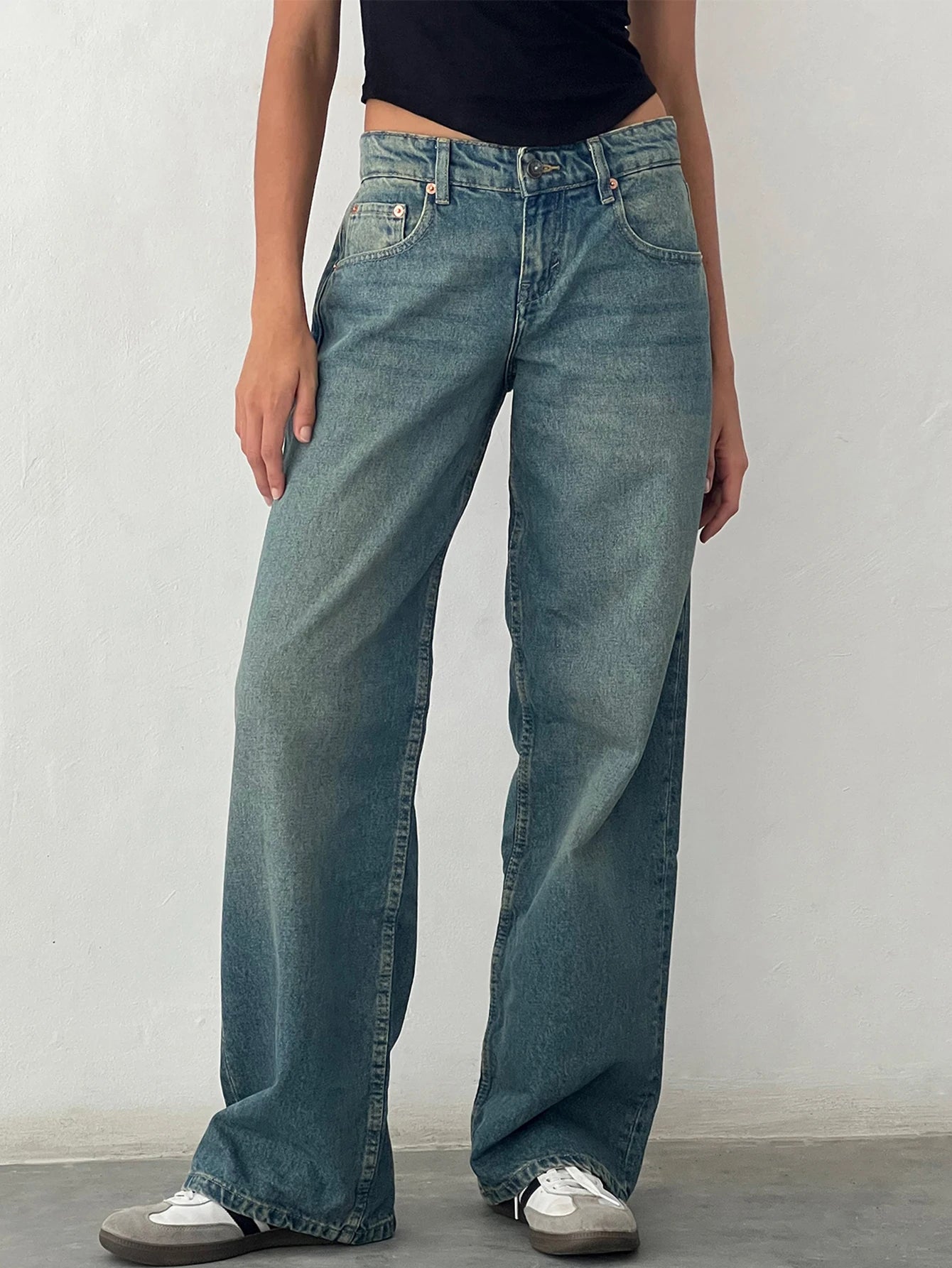 Neue Y2K High Waist Baggy Jeans für Damen