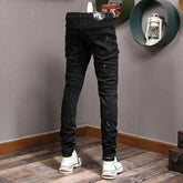 Streetwear Fashion Men Jeans Ripped Stretch Elastic Slim Fit - Swefashionstore
