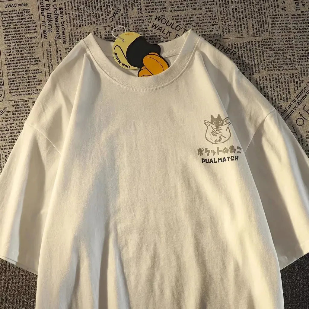 SUMMER Japanese RETRO Cartoon Printed Short Sleeve T-shirt - Swefashionstore