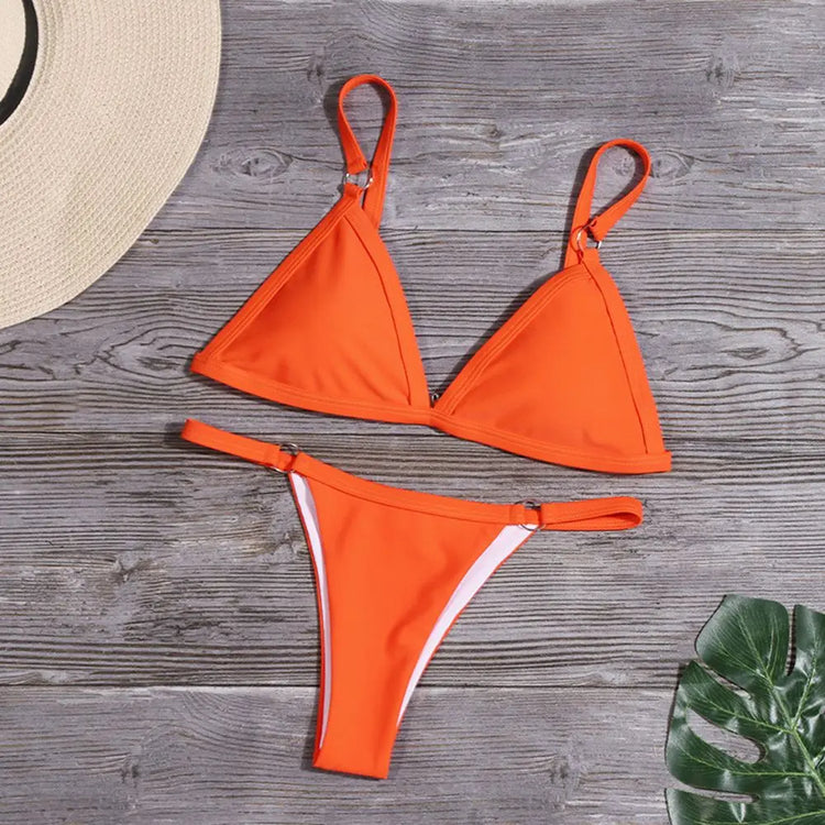 Buckle Sling Backless Two Piece Bikini Set - Swefashionstore