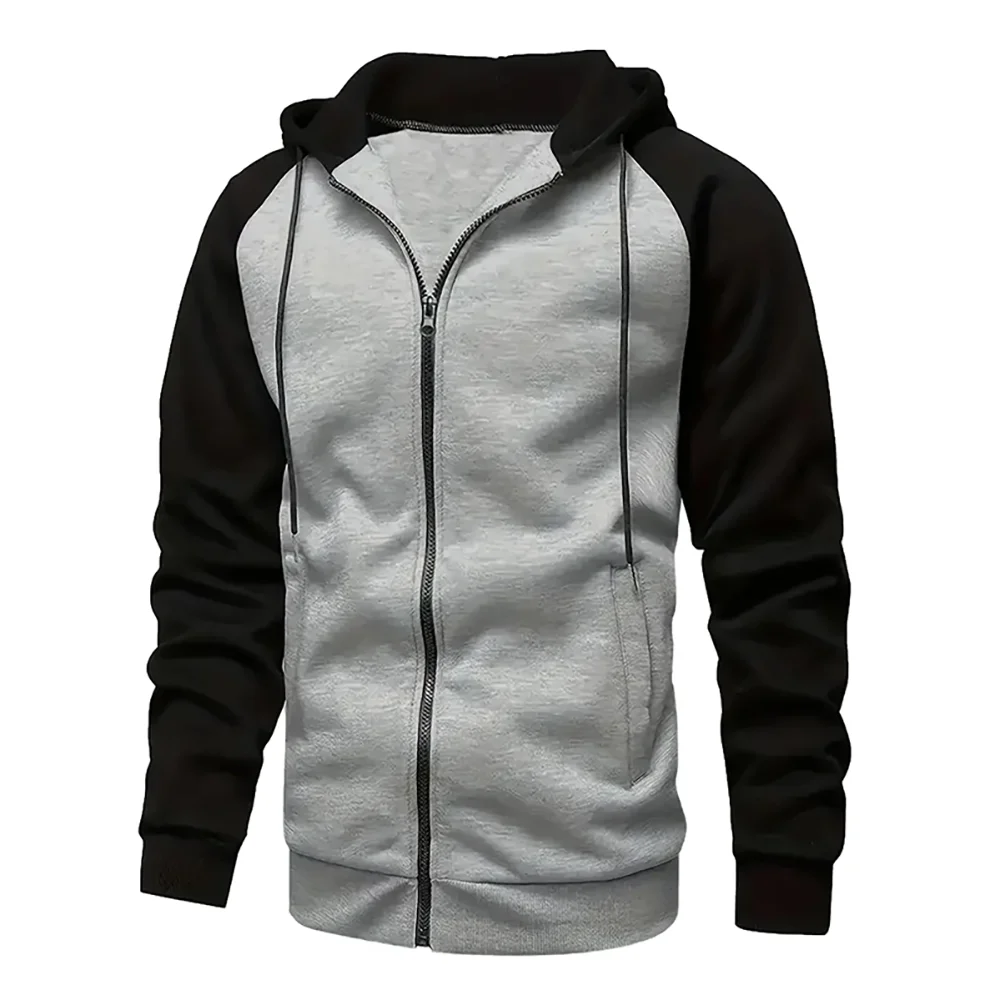 New Zip-Up Color Block Hoodie - Swefashionstore