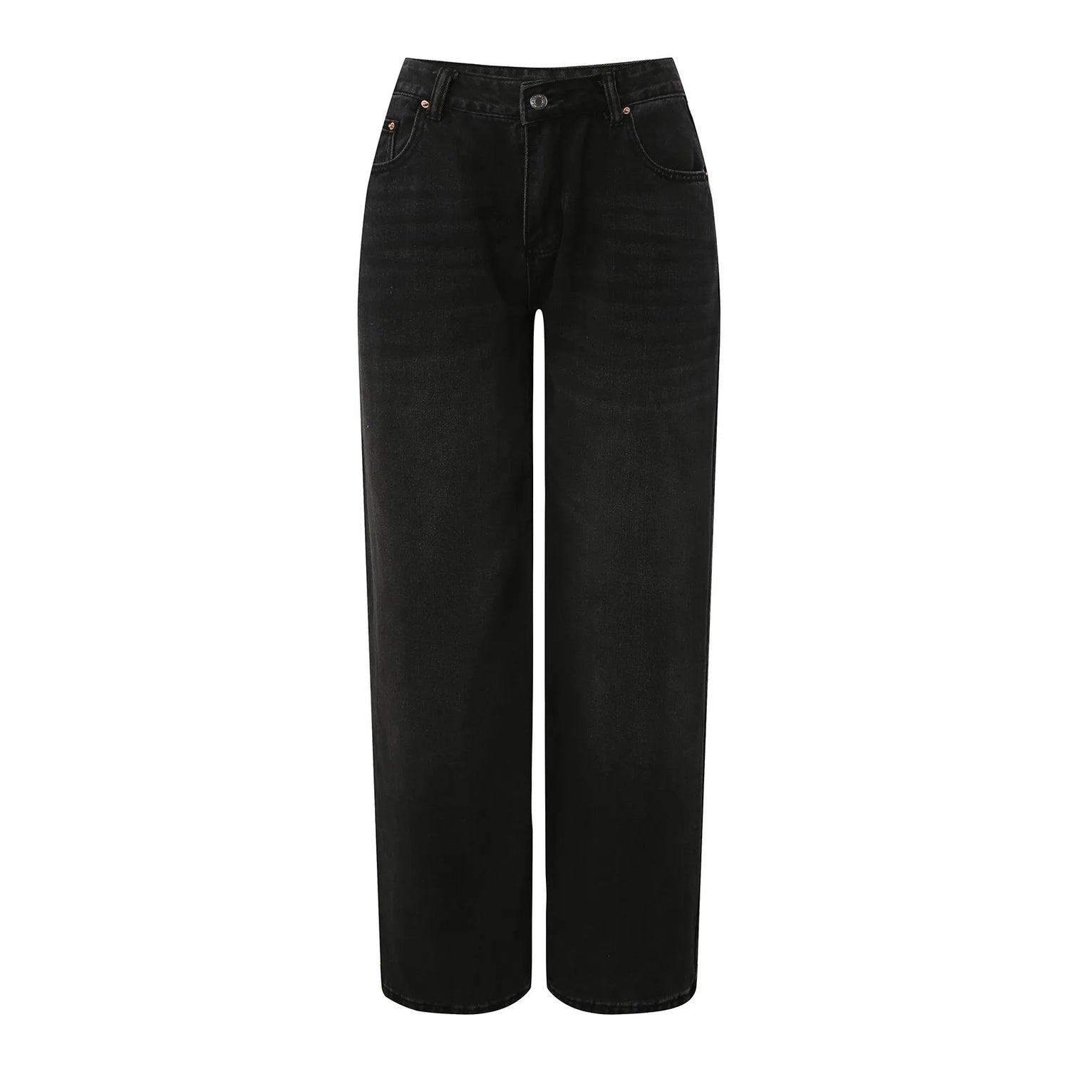 Retro Black Women Jeans Y2k Five Pockets Loose fit - Swefashionstore