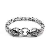 Stainless Steel Double Wolf Head Bracelet - Swefashionstore