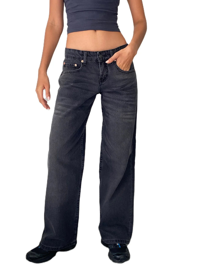 Women Denim Pants Loose Casual Straight Trousers - Swefashionstore