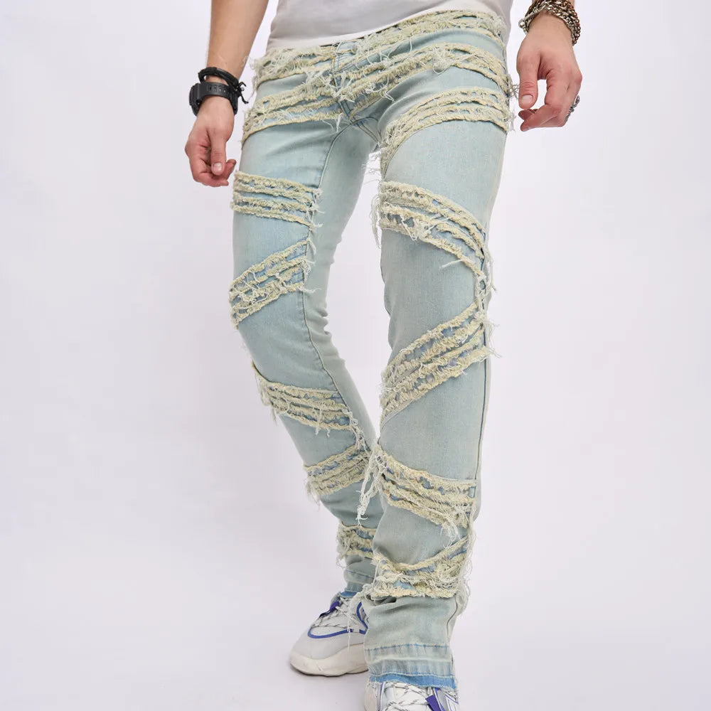 BESTSELLER Stilvolle, lockere Jeans mit zerrissenen Patches aus Denim