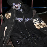 Zzsykd Rhinestone Full-Zip Hoodie Skeleton Goth Sweatshirt - Swefashionstore