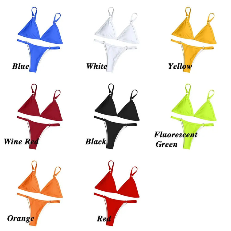 Buckle Sling Backless Two Piece Bikini Set - Swefashionstore