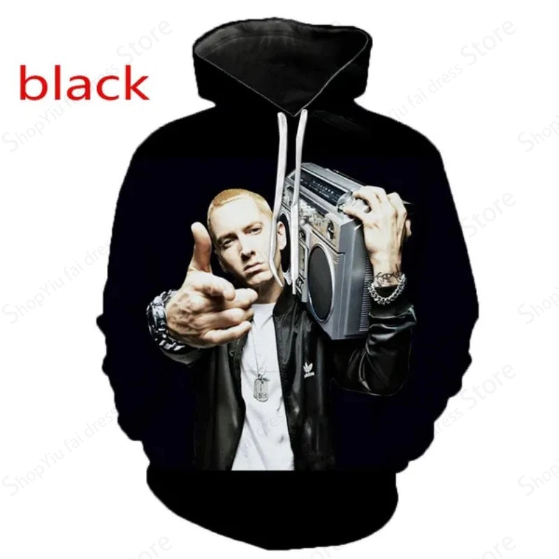 Neuer Eminem-Hoodie mit 3D-Grafikdruck, Rock-Trainingsanzug