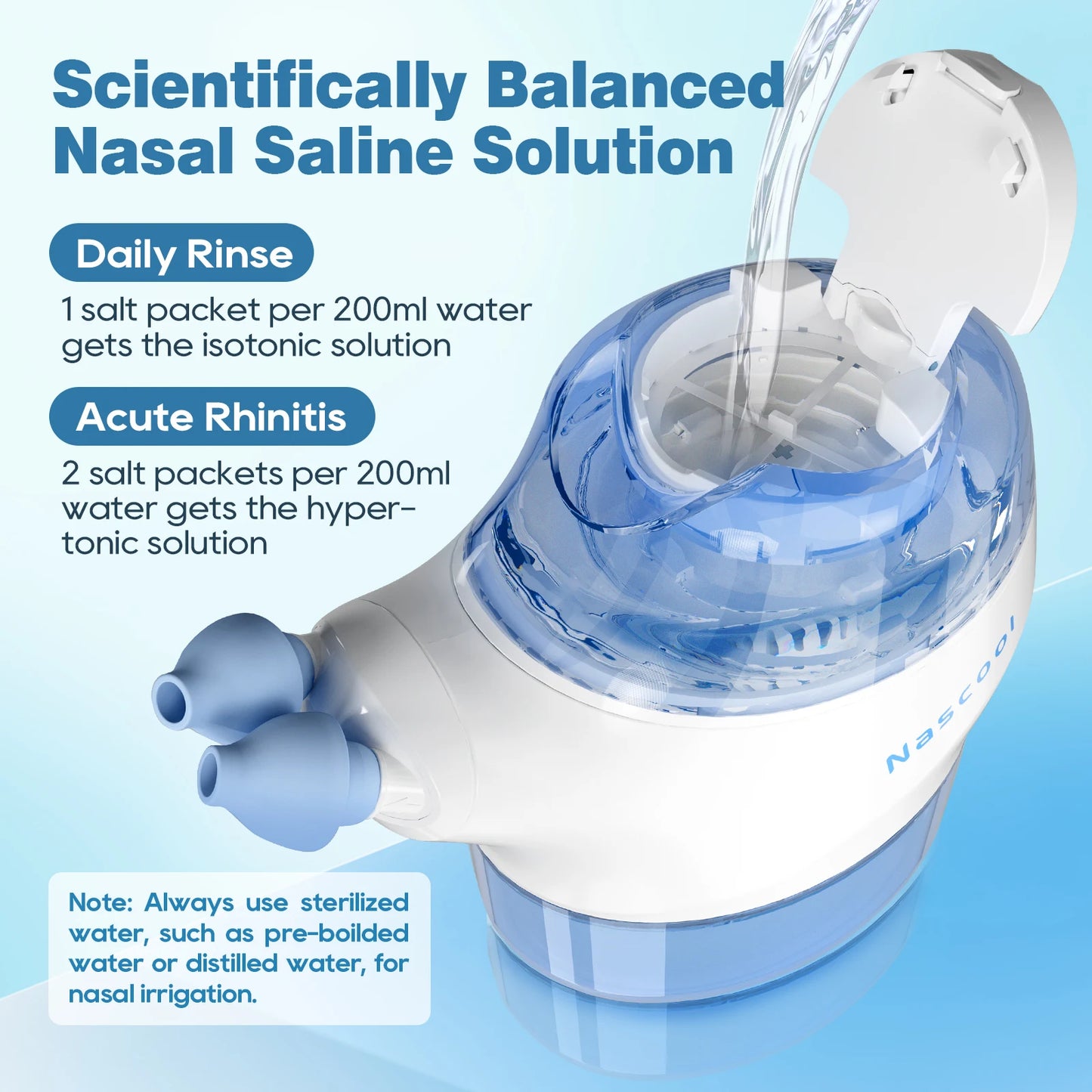 Electric Nasal Irrigation System with 50 SaltPods