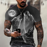 3D Print Wolf T-shirt For Men Summer Oversized Short Sleeve Tops Pullover 2023 Fashion Streetwear Men&