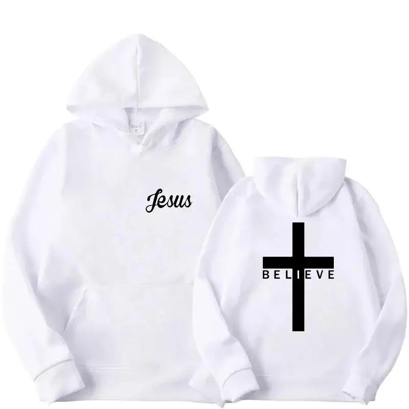 Herren Believe CROSS Jesus Bedruckte Hoodies
