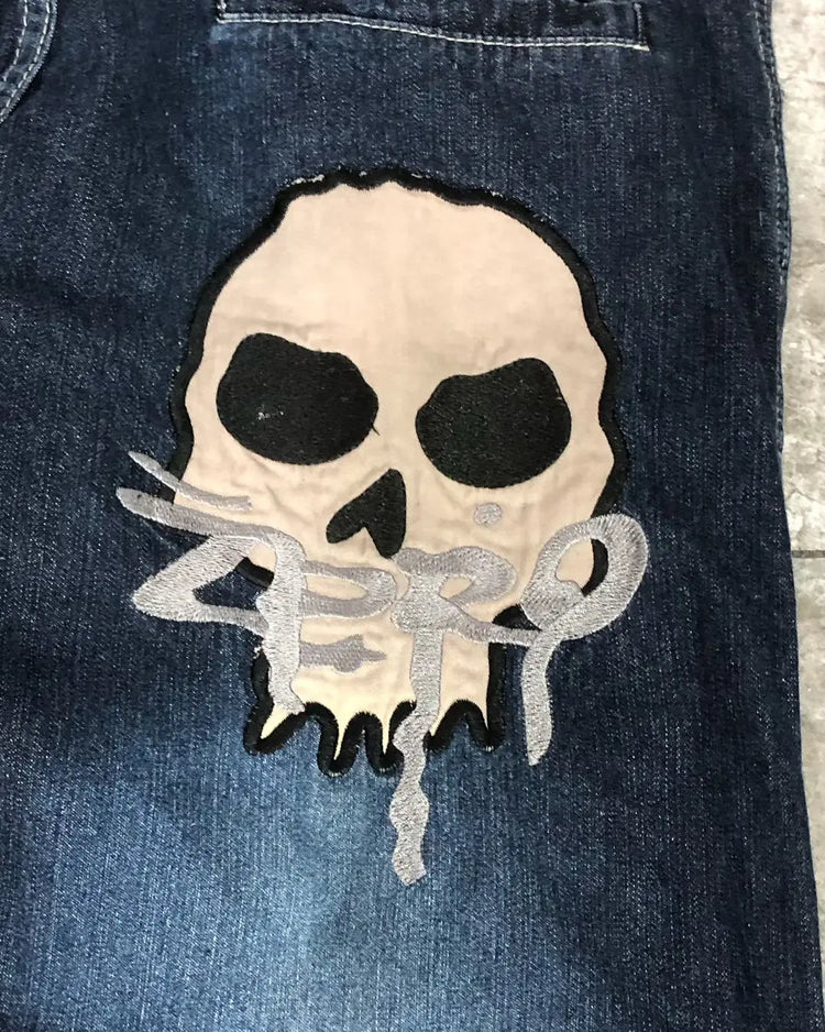 Retro Y2k Pants Hip Hop Skull Pattern Streetwear - Swefashionstore